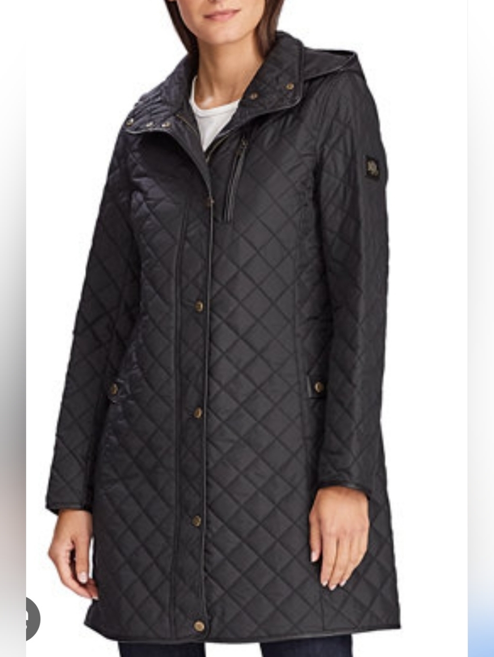 Size 1X  Ralph Lauren Jackets. &COATS Quilted Longline Hooded Coat - Black